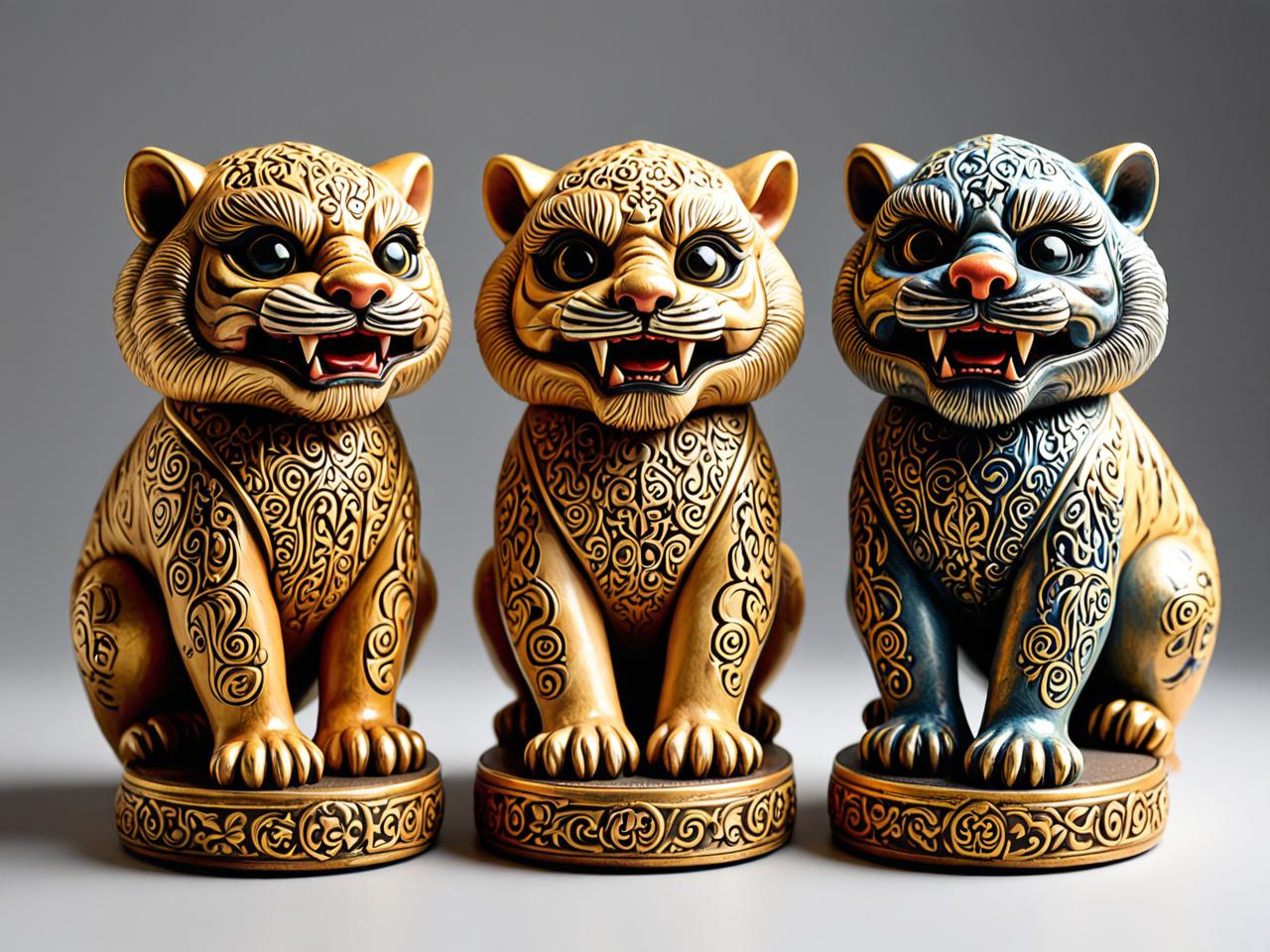 属虎最厉害三个摆件，招财纳福，镇宅化煞
