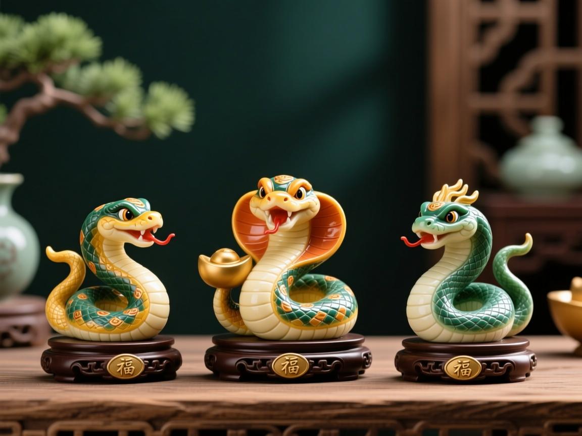 属蛇最旺三个摆件,巧置祥物,转运招福 属蛇最旺三个摆件,巧置祥物,转运招福