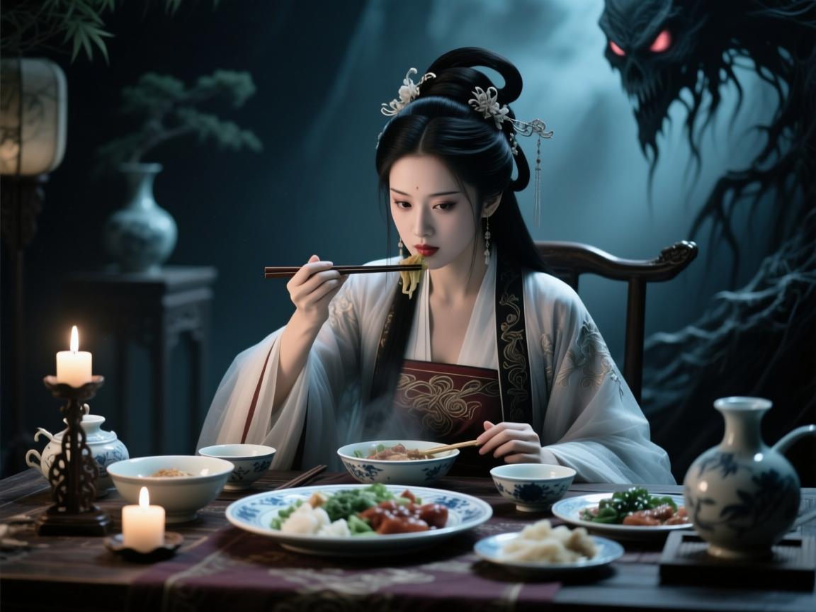 幽冥之宴，梦见吃阴间饭的深层心理预示与女性内在觉醒