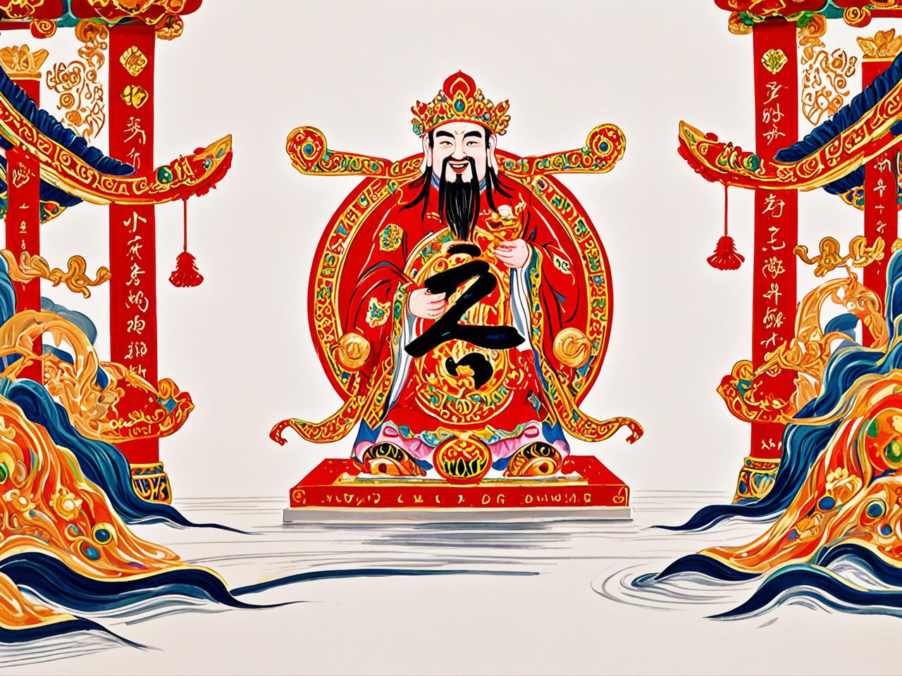 五路财神图片，招财纳福的视觉符号与文化意涵